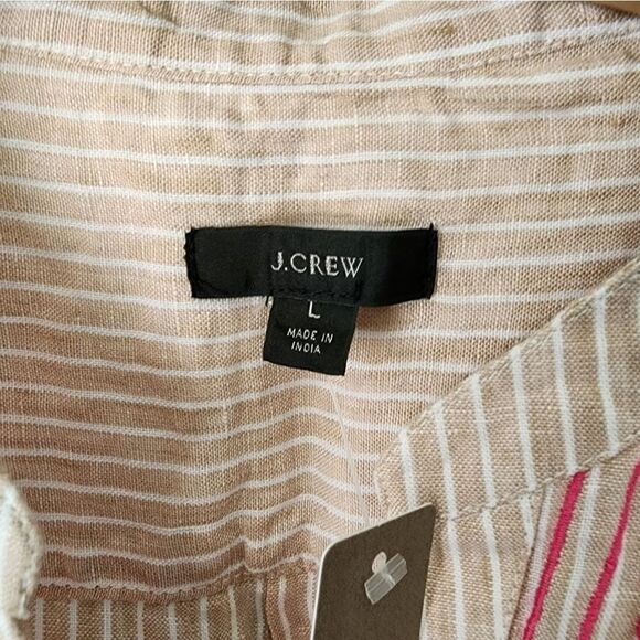 J crew linen embroidery rollup long sleeve  tunic blouse - Picture 6 of 12